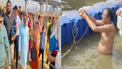 Madhya Pradesh Energy Minister Rakesh Shukla took a dip in the Sangam of Prayagraj along with his family on Sunday